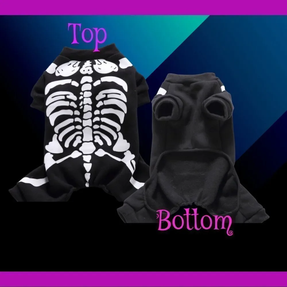 🎃NWT, Black Skeleton ☠️ Onsie for Small Pets🎃 - Picture 3 of 3